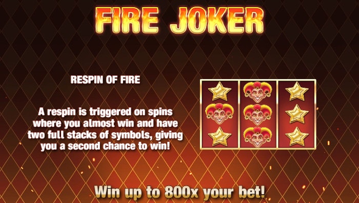 Respin of Fire - призовая игра слота Fire Joker