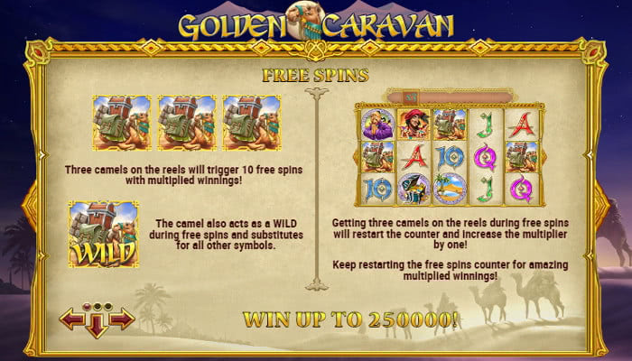 Фриспины онлайн автомата Golden Caravan