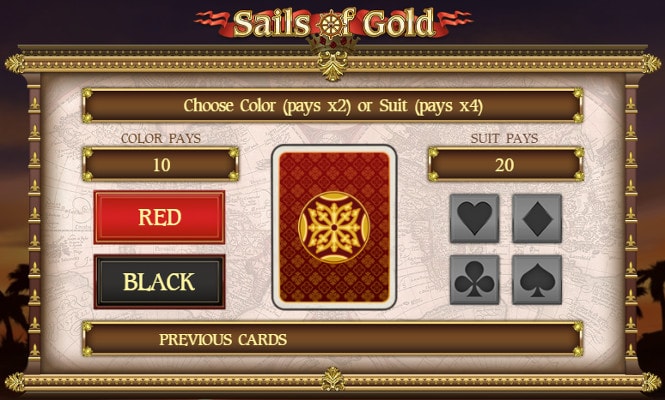Слот Sails of Gold - риск игра на удвоение выигрыша